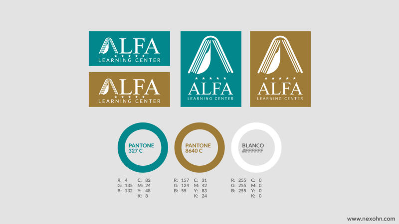 manual de marca logo logotipo alfa learning codigo cromatico pantone por nexo estudio creativo